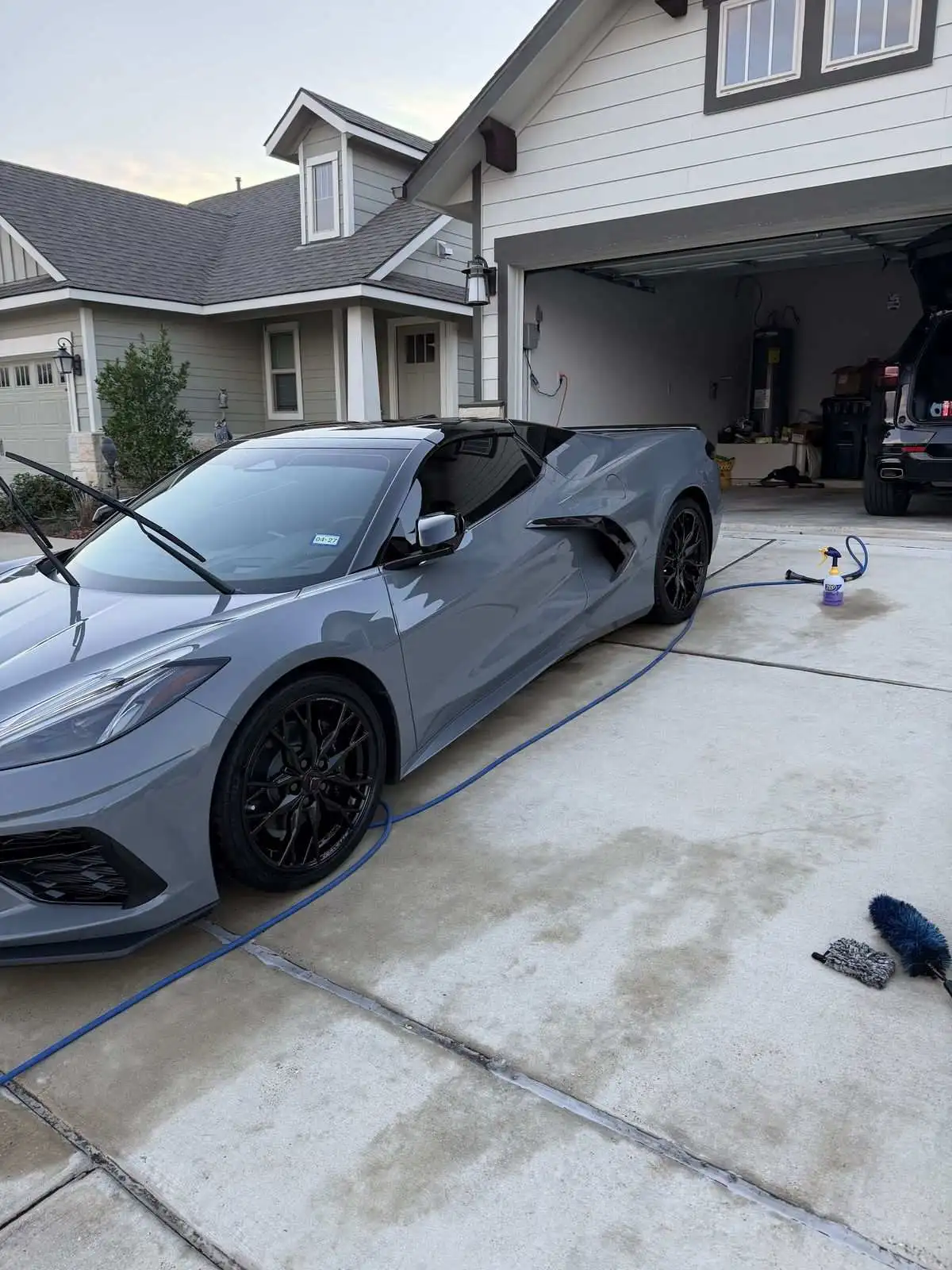 Mobile detailing C8 Corvette wash in Bryan-College Station TX by Kurtz Auto Detailing